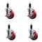 Service Caster 4'' Red Poly Swivel 1-1/8'' Expanding Stem Caster Set with Brake, 4PK SCC-EX20S414-PPUB-RED-TLB-118-4 - alternate 1